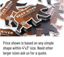 Price shown is based on any simple shape within 4”x3” size. Need other larger sizes ask us for a quote.