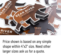 Price shown is based on any simple shape within 4”x3” size. Need other larger sizes ask us for a quote.