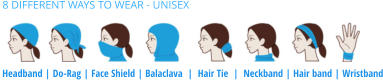 8 DIFFERENT WAYS TO WEAR - UNISEX Headband | Do-Rag | Face Shield | Balaclava  |  Hair Tie  |  Neckband | Hair band | Wristband
