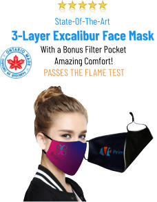 State-Of-The-Art3-Layer Excalibur Face MaskWith a Bonus Filter PocketAmazing Comfort! PASSES THE FLAME TEST 