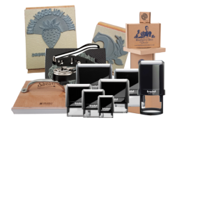 STAMPING PRODUCTS All created on-site and in-house by our craftsman. Virtually everytype of self-inking stamps. Wood mount stamps as large as 12”x30”. Brass creations. ICE stamps, wax seals, brass embossers and more!