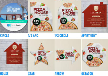 CIRCLE       1/2 ARC       1/2 CIRCLE       APARTMENT       HOUSE       STAR       ARROW       OCTAGON    