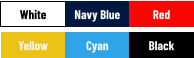 White Navy Blue Red Yellow Cyan Black
